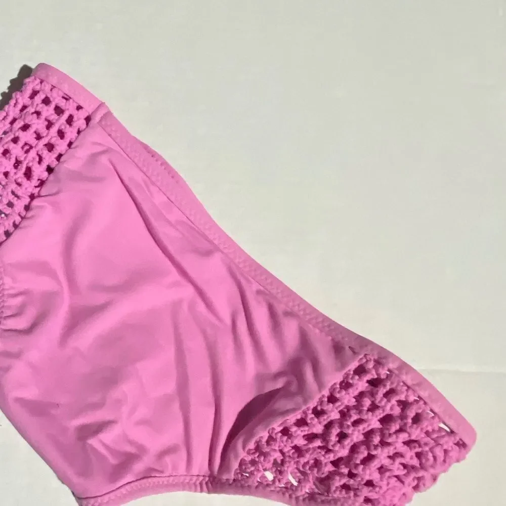 Frankie's Bikinis Crocheted Pink Bikini‎ Bottom